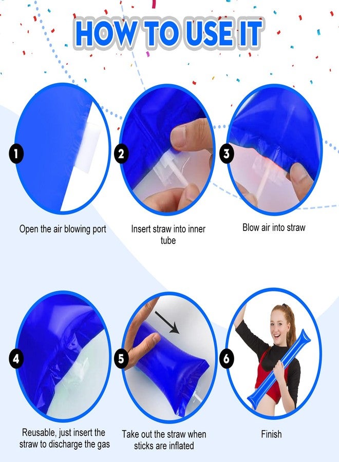 cssopenss 50 PCS Blue Thunder Sticks Thicken Plastic Cheersticks Inflatable Thunder Sticks Sporting Events Team Spirit Cheersticks Sporting Cheers Basketball Football Dance Party(blue) - Image 4